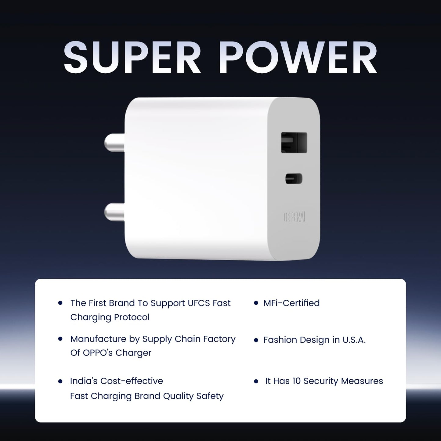 FAST CHARGER 25W PD GaN USB A+C