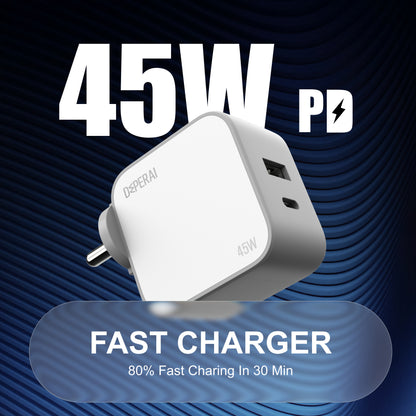 FAST CHARGER 45W GaN Dual A+C